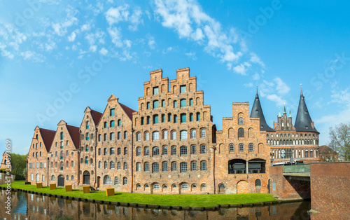 Salzspeicher (salt storehouses) and Holsten gate in Luebeck