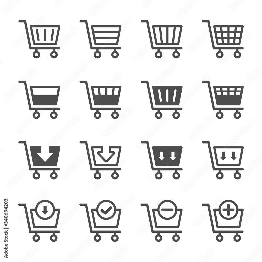 16 Different Basket Shopping cart icon set 16 Different Basket Shopping cart icon set