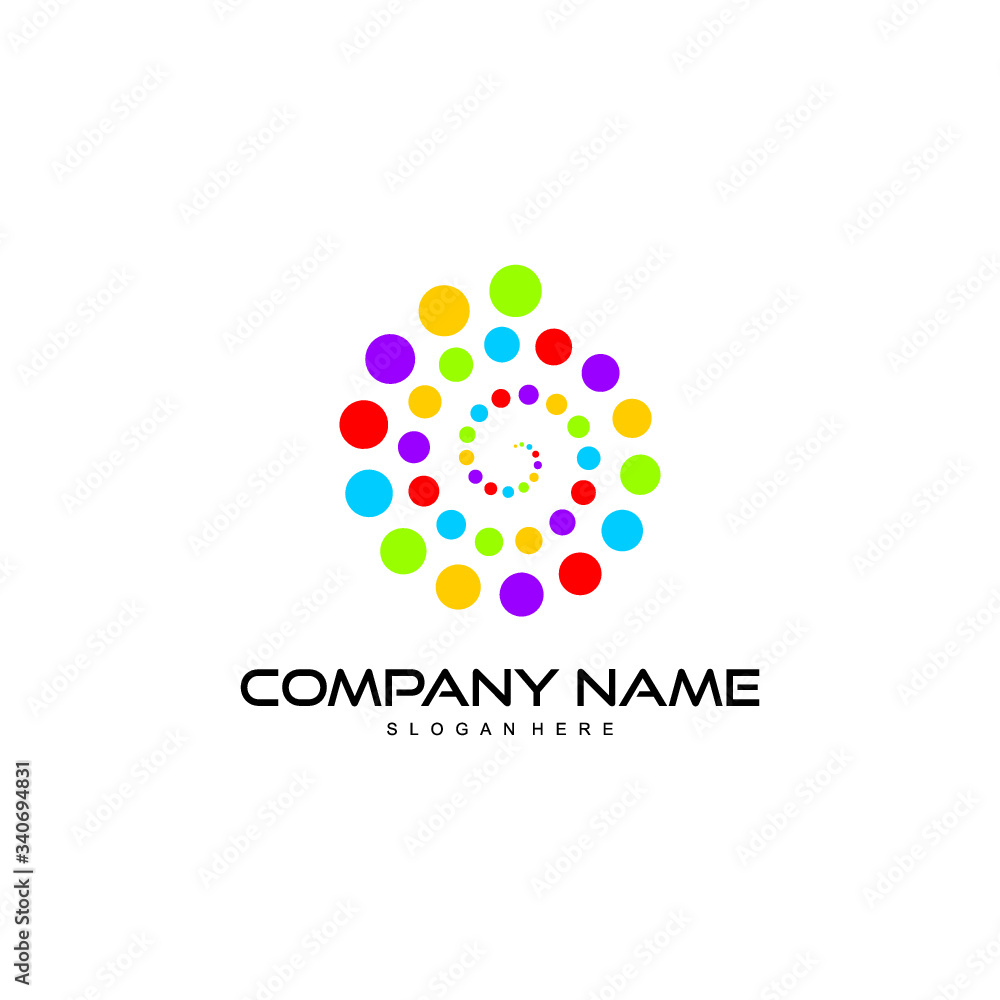 colorful dot spiral logo/ circle logo design vector