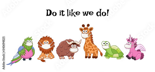 Vector animals in medicine masks