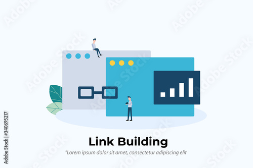 Link building. backlink. SEO concept illustration concept for web landing page template, banner, and presentation