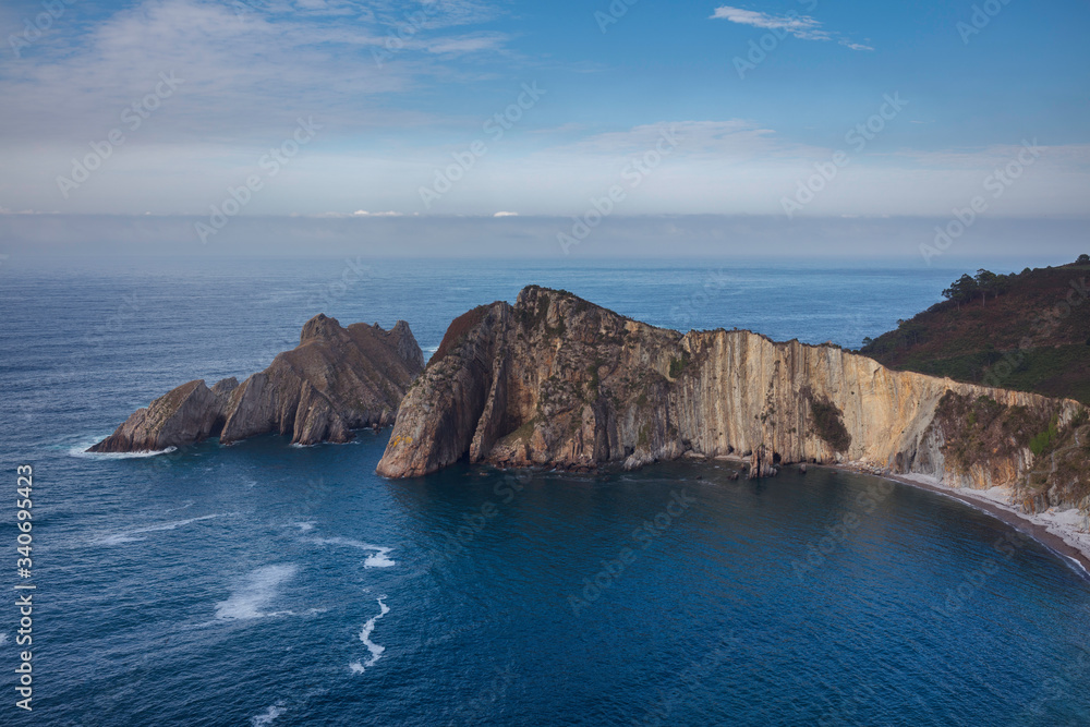 Cliff in Beach of Silence in Asturias, Spain Cliff in Beach of Silence in Asturias, Spain