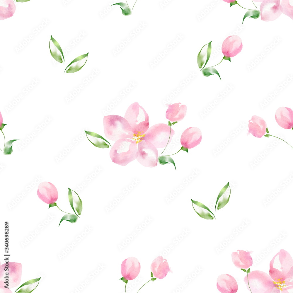 Apple tree in bloom 14. Seamless pattern. Watercolor flowers. Apple tree in bloom 14. Seamless pattern. Watercolor flowers.