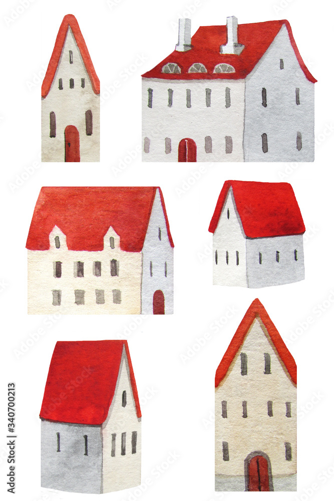Fototapeta premium Watercolor houses