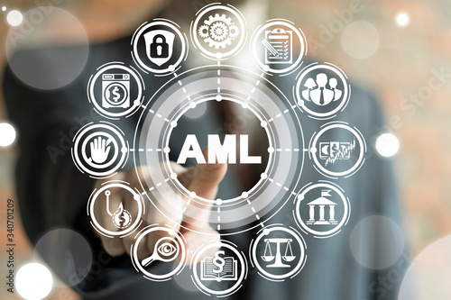 AML Anti Money Laundering Financial Bank Business Concept. Fighting illegal dirty money flow.