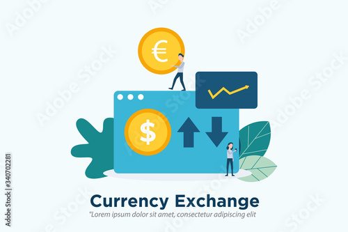 currency exchange concept illustration concept for web landing page template, banner, and presentation