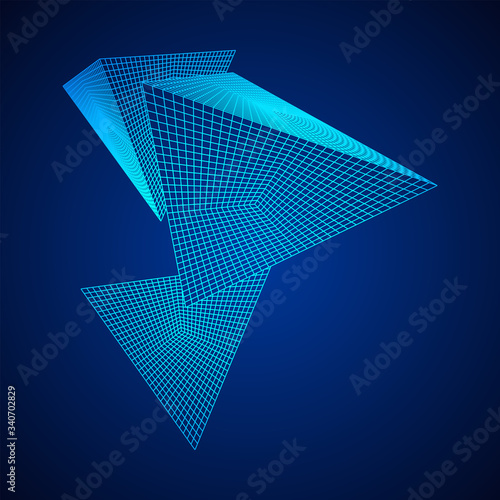 Pyramid molecular grid technology style. Futuristic connection structure for chemistry and science. Wireframe low poly mesh vector illustration