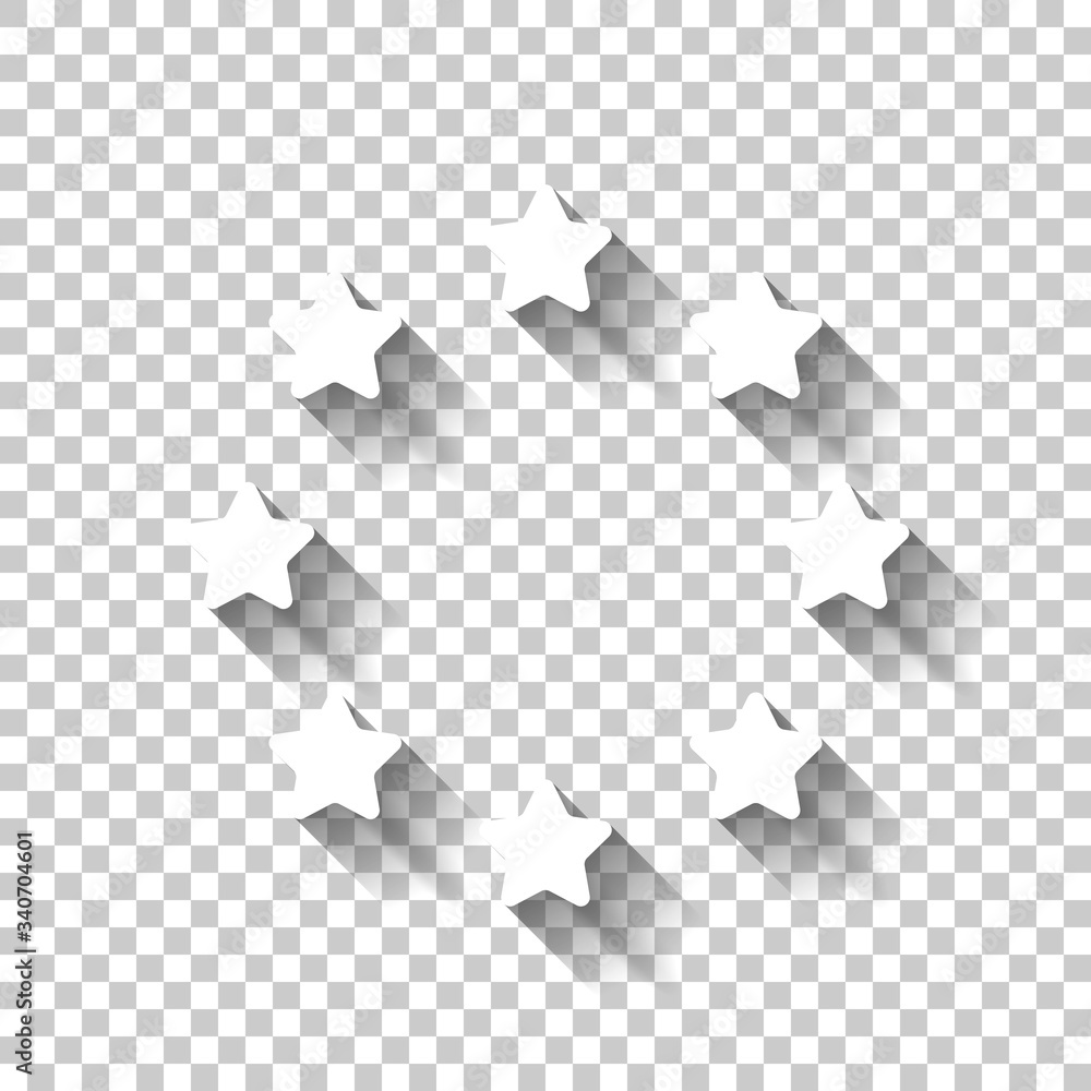 Stars circle, european union. White icon with shadow on transparent background Stars circle, european union. White icon with shadow on transparent background