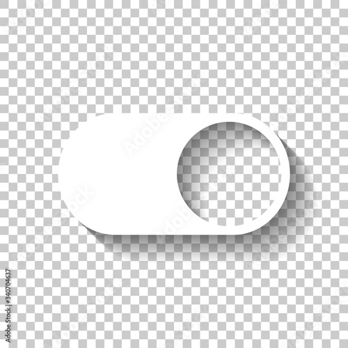 switch on, app slider. White icon with shadow on transparent background
