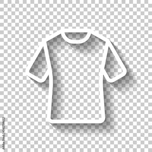 T-shirt or polo dress, outline design. White icon with shadow on transparent background