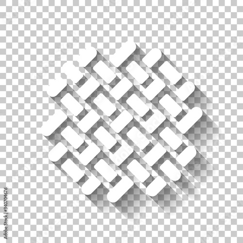 Fabric textile, weaved texture. White icon with shadow on transparent background