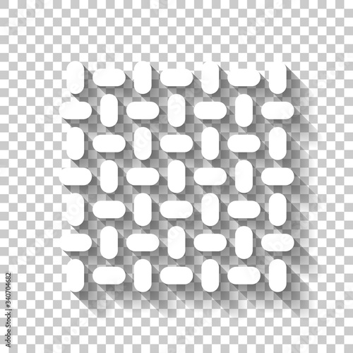 Anti slip floor, metal texture. White icon with shadow on transparent background