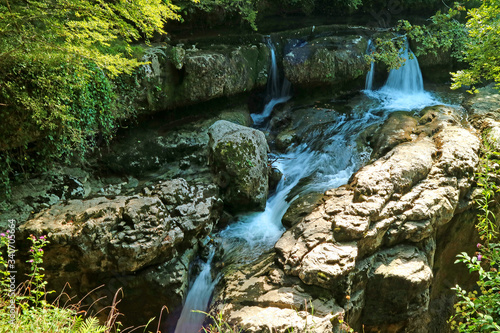 Waterfalls and Stream in the Martvili Canyon, National Park near Kutaisi, Megrelia region, Georgia photo