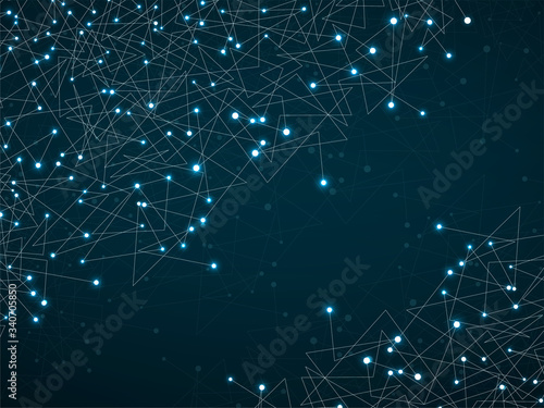 Abstract geometric background with connecting glowing dots and lines. Modern technology concept. Polygonal structure. Futuristic Design