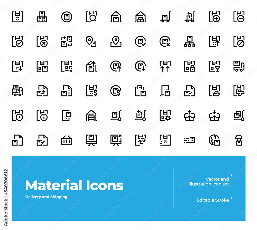 Material Vector Icon design Icons set of Shipping and Delivery Icon. design for UI, Website, Mobile App and Printable Material. Easy to Edit & Customize.
