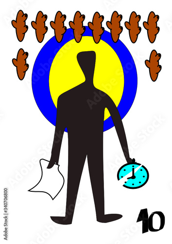 Tarot deck card representing the ten of clubs