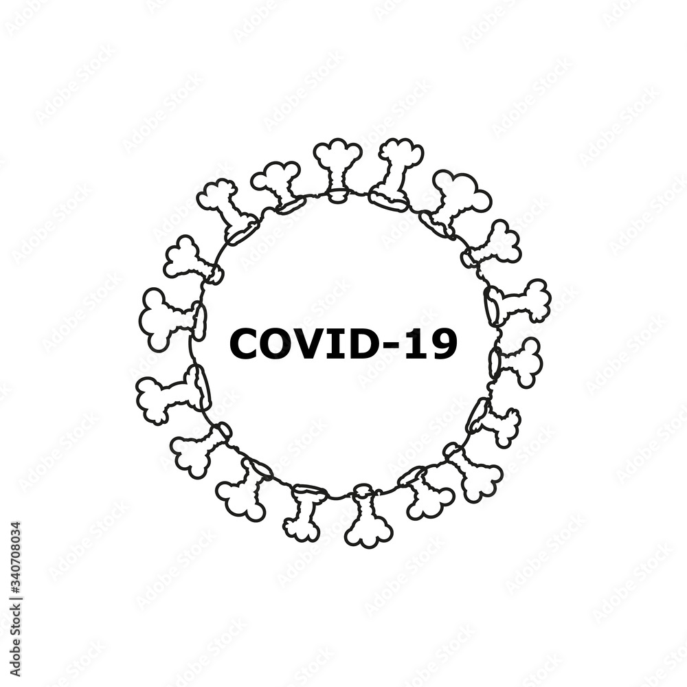 Obraz premium Silhouette of a coronavirus. Vector illustration of COVID-19 on a white background.