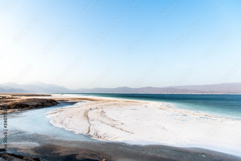 Traditional harvest of the salt in Lake Assal
