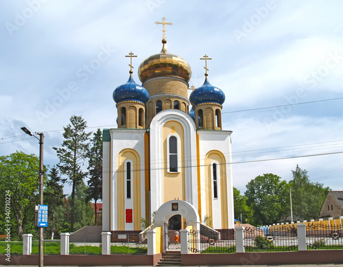 View of the Three Saints Church on a summer day. Sovetsk, Kaliningrad region