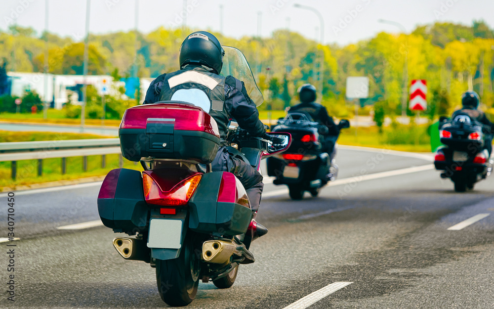 Motorcycles in highway road in Poland reflex Motorcycles in highway road in Poland reflex
