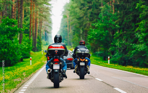 Motorcycles on road in Poland reflex