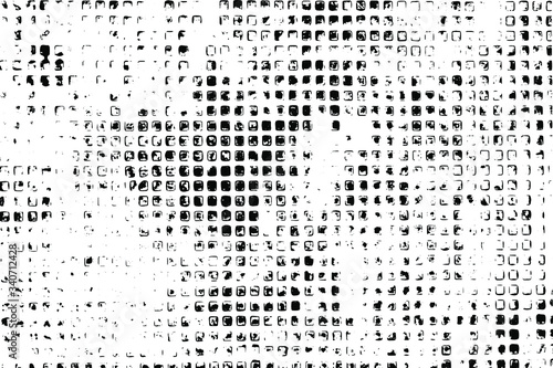 Grunge texture of the surface of unevenly spaced cells. Abstract background with noise, dirt, grit, and spots. Vector illustration. Overlay template.