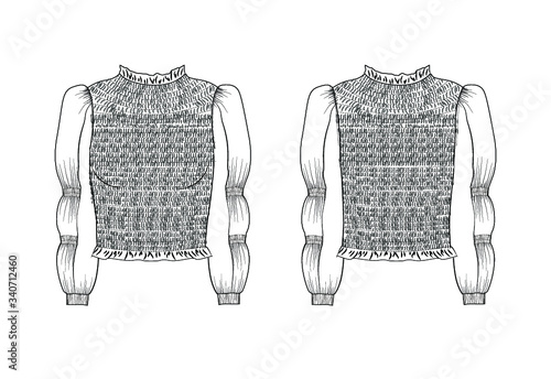 Fashion technical illustration blouse