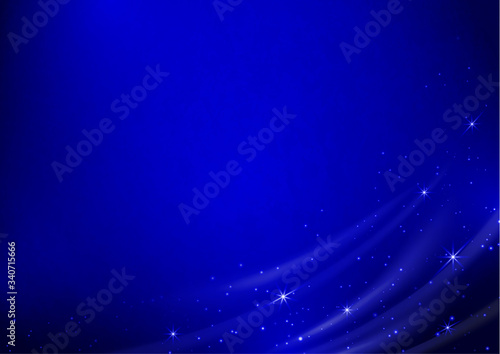 Bright festive magic background with waves, lens flare and stars. Vector.