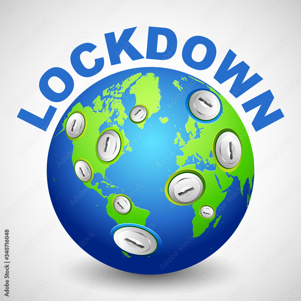 illustration of Lock on Globe showing World lockdown due to deadly Novel Coronavirus 19 epidemic outbreak illustration of Lock on Globe showing World lockdown due to deadly Novel Coronavirus 19 epidemic outbreak