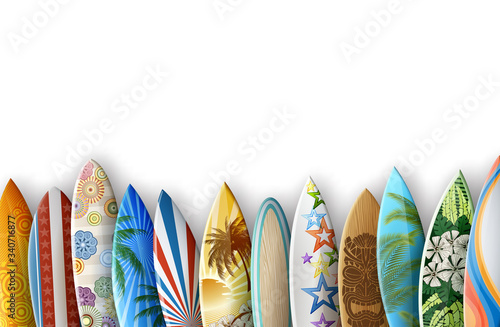 Surfboards on White Background
