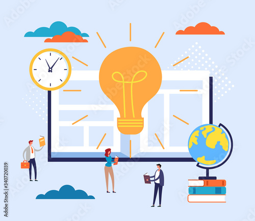 Education good idea book library concept. Vector flat cartoon graphic design illustration