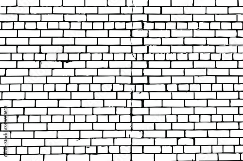 Grunge texture of a brick wall. Abstract background of a brick masonry exterior walls. Vector illustration. Overlay template.
