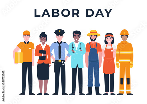 International Labor Day. Set people characters actual important professions covid 19. Coronavirus pandemic. Flat vector cartoon modern illustration concept for banner, poster, layout, background.