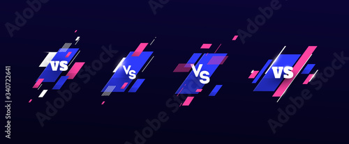 Set of versus logo vs letters for sports and fight competition. Battle, vs match, game concept competitive vs. with simple graphic elements. blue. dark background eps 10 Vector illustration