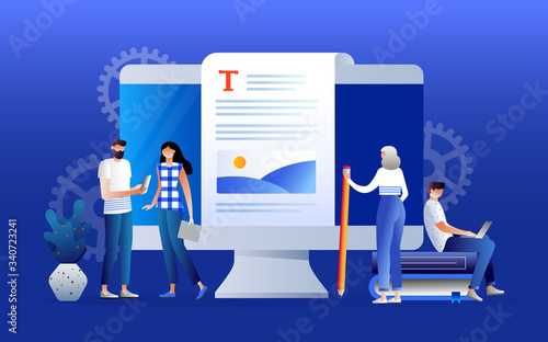 Concept Blogging, education, creative writing vector illustration 