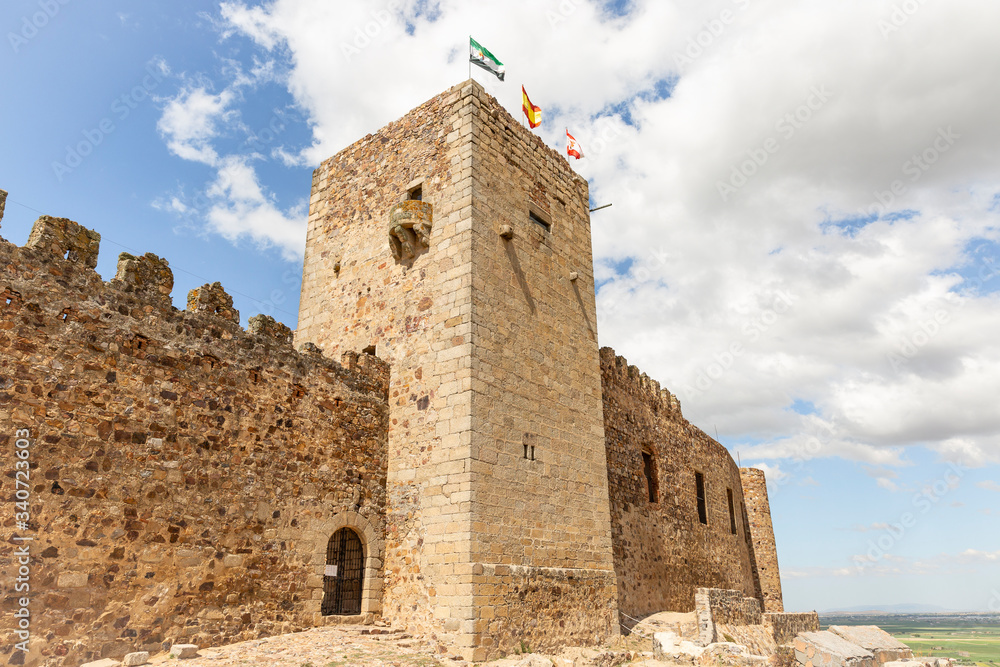 the Medieval castle of Medellin town, comarca de Vegas Altas, province of Badajoz, Extremadura, Spain