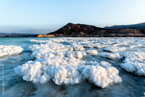 Salt crystals in the water photo