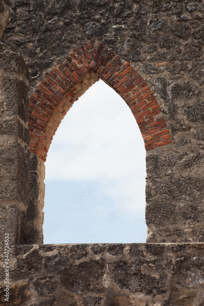Arched window with sky