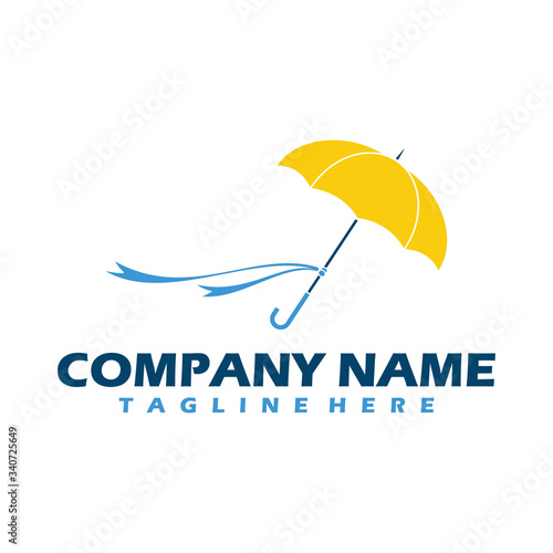 Large parasol for outdoor space. Beach umbrella. Logo design template element. Vector Illustration