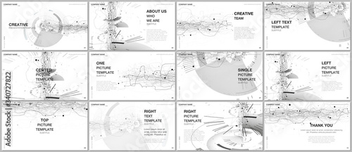 Presentation design vector templates, multipurpose template for presentation slide, flyer, brochure cover design, infographic report presentation. Futuristic background for digital technology concept.