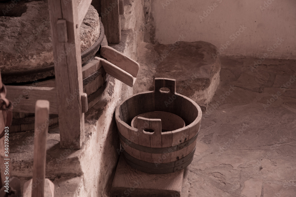 Spout and bucket for Grist Mill