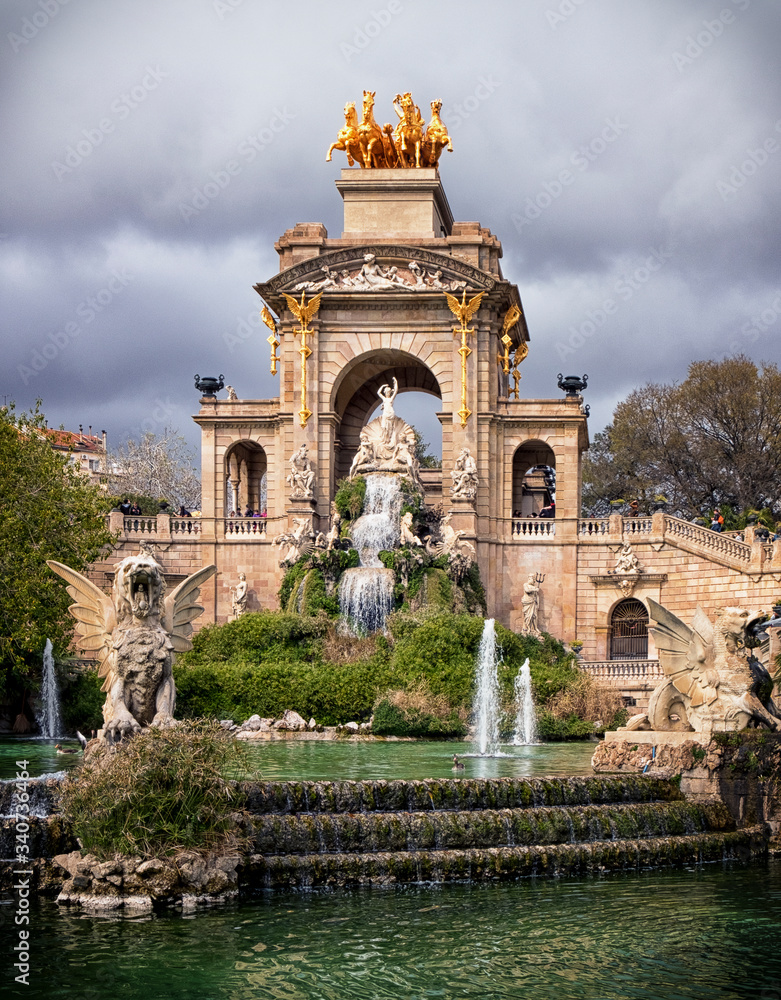 A view of Fountain of Parc de la Ciutadella, in Barcelona, Spain