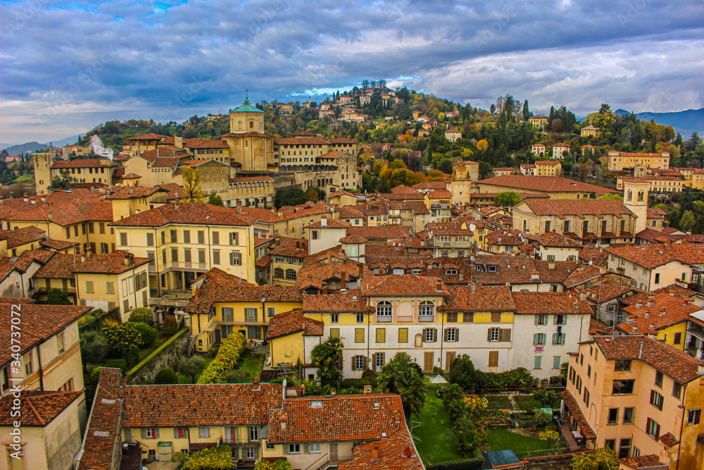 view of the old town of bergamo italy