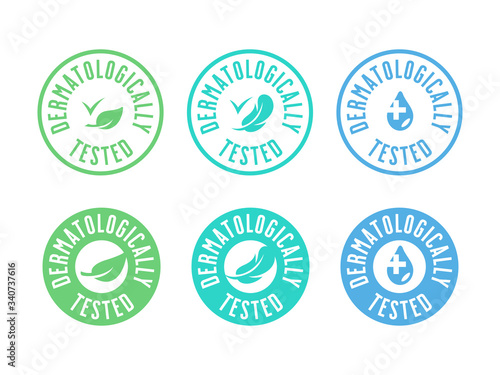 Dermatologically tested emblems set. Vector illustration.