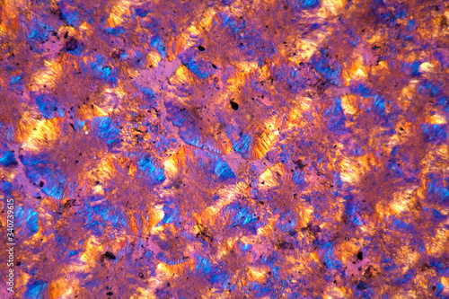 Microscope photo of a petrographic thin section of a Turquoise gem stone