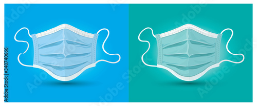 Blue and Green color drawing style Surgical mask In vector isolated