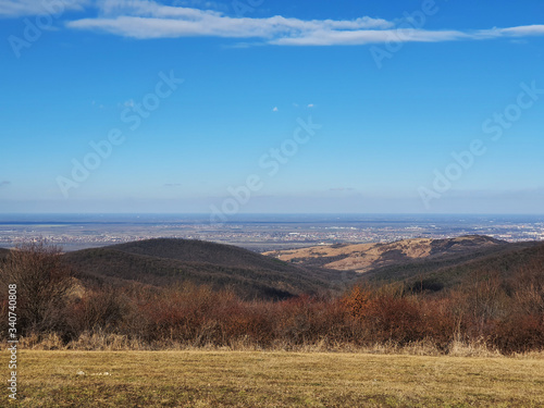 Landscape view from Fruska Gora, Serbia, city of Novi Sad