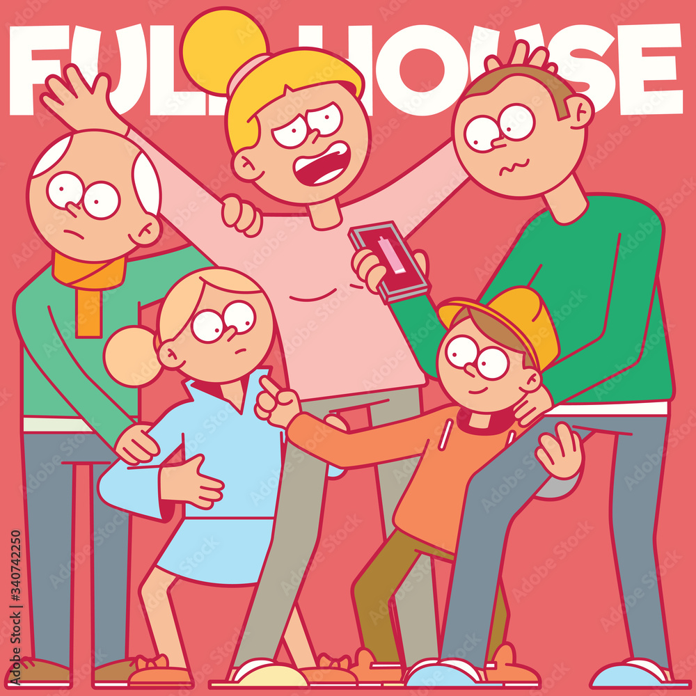 Family characters vector illustration. Quarantine, stay home, isolation, freelancer design concept Family characters vector illustration. Quarantine, stay home, isolation, freelancer design concept