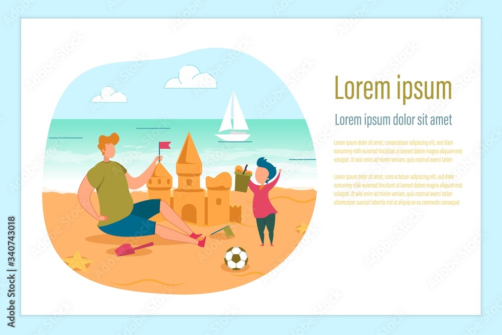 Father Son Family Build Castle on Beach Poster Father Son Family Build Castle on Beach Poster