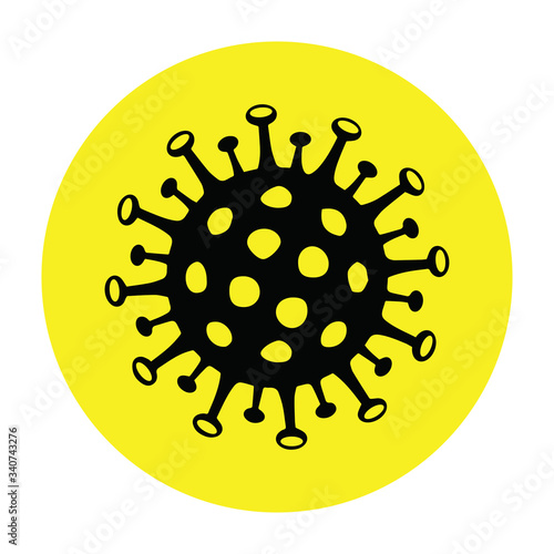 Yellow Danger Coronavirus Biohazard Warning. Biohazard symbol sign of biological threat alert. Coronavirus Bacteria Cell Icon, 2019-nCoV Novel Coronavirus Bacteria. No Infection and Stop Coronavirus